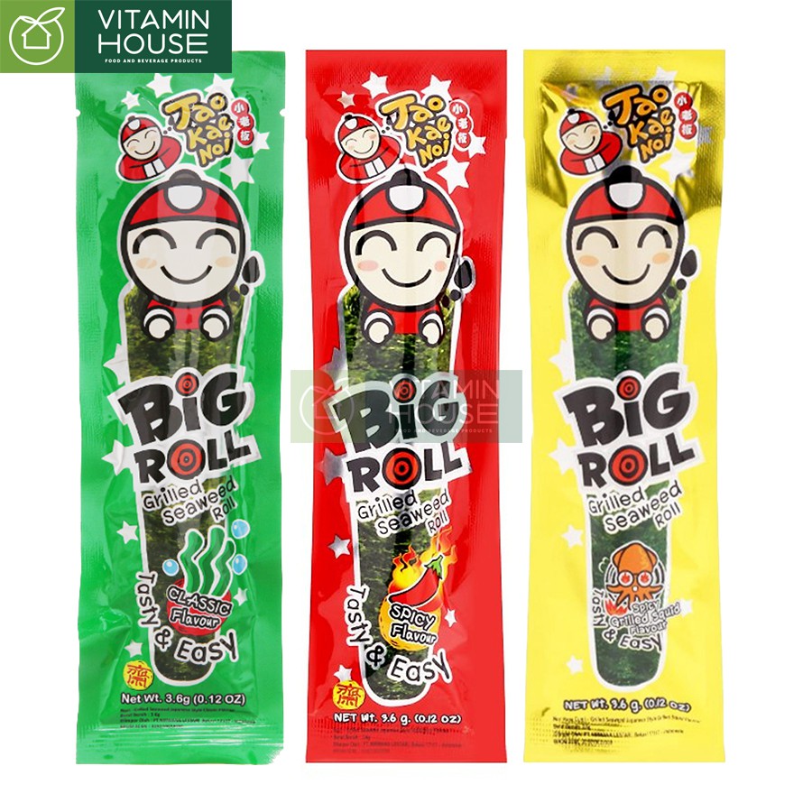 Snack Rong Biển Cuộn Vị Mực Cay Tao Kae Noi Big Roll 3g [Vitamin House]