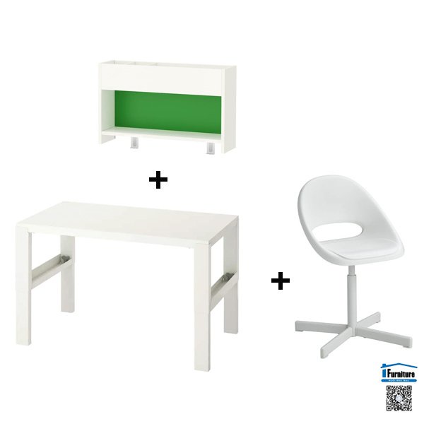 COMBO BÀN, GIÁ SÁCH, GHẾ TRẺ EM PÅHL / LOBERGET IKEA - TRẮNG 96x58 cm