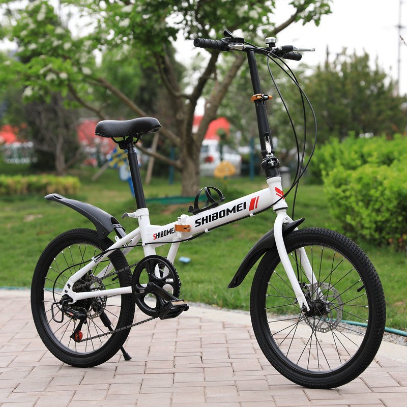 Xe đạp gấp Shibomei 20 inch giảm xóc kép, xe đạp số siêu nhẹ kèm gacbaga, chắn bùn