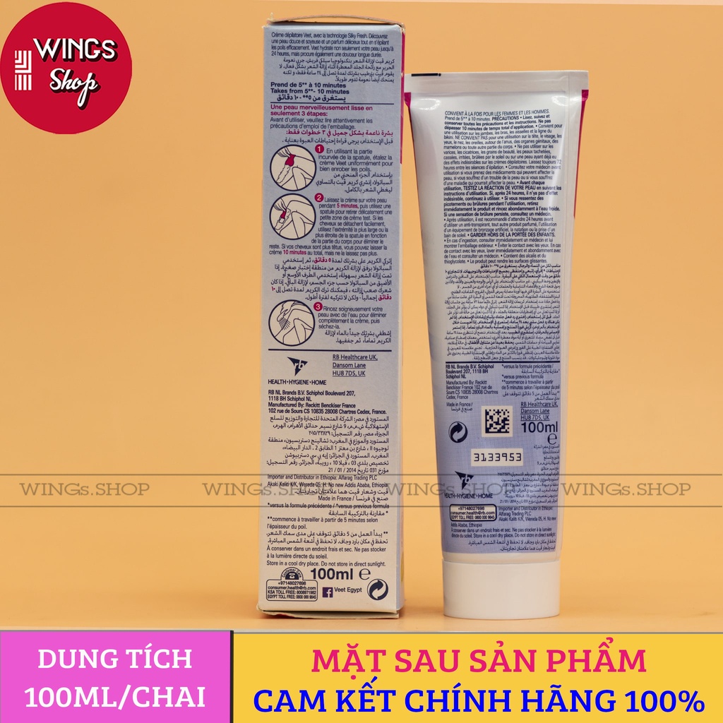 Kem Tẩy Lông Veet Silk &amp; Fresh Pháp 100ml