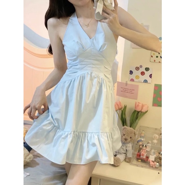 Pass thanh lý váy yếm xanh dương xinh