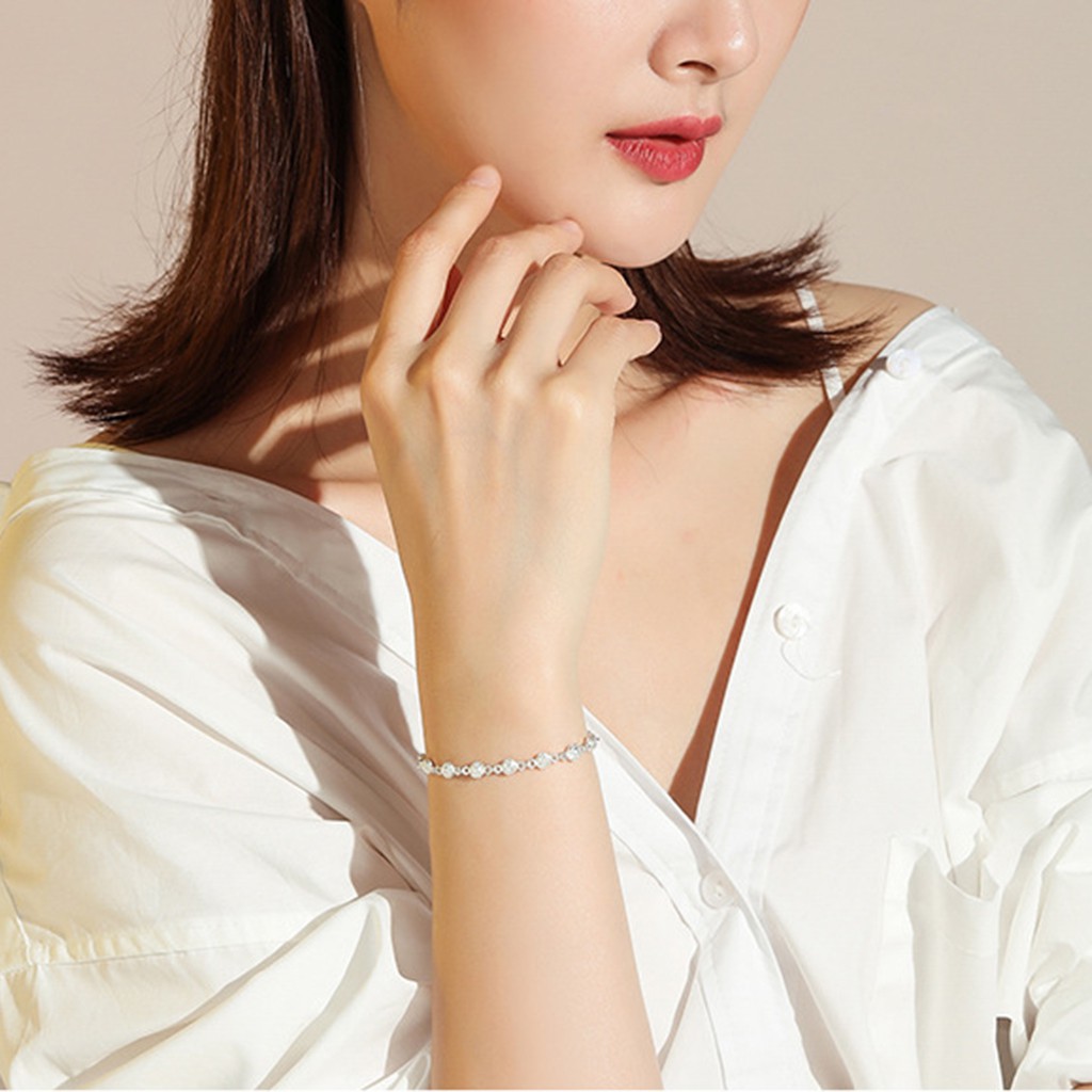 Vòng tay bạc 925 cho phụ nữ vòng tay hoa hồng đơn giản