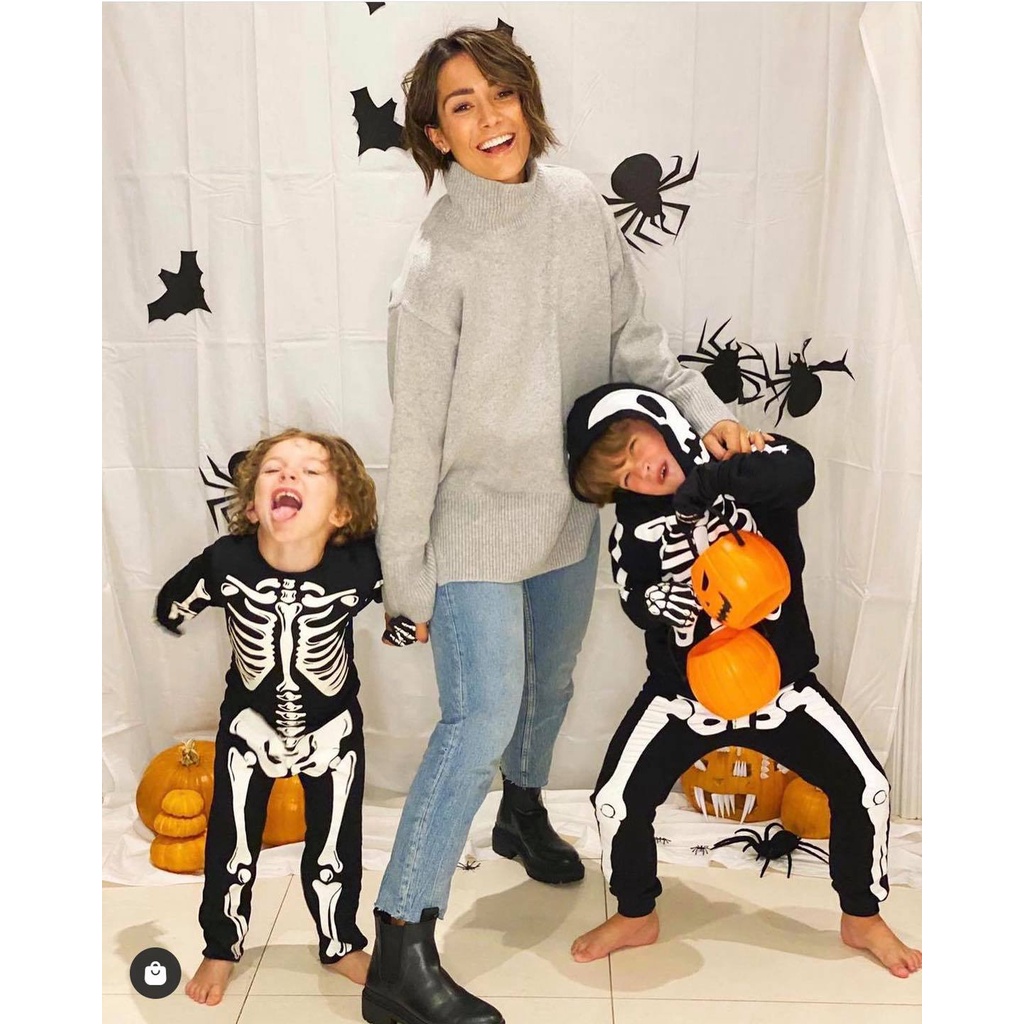 Bộ romper Hallowen bộ xương cho bé