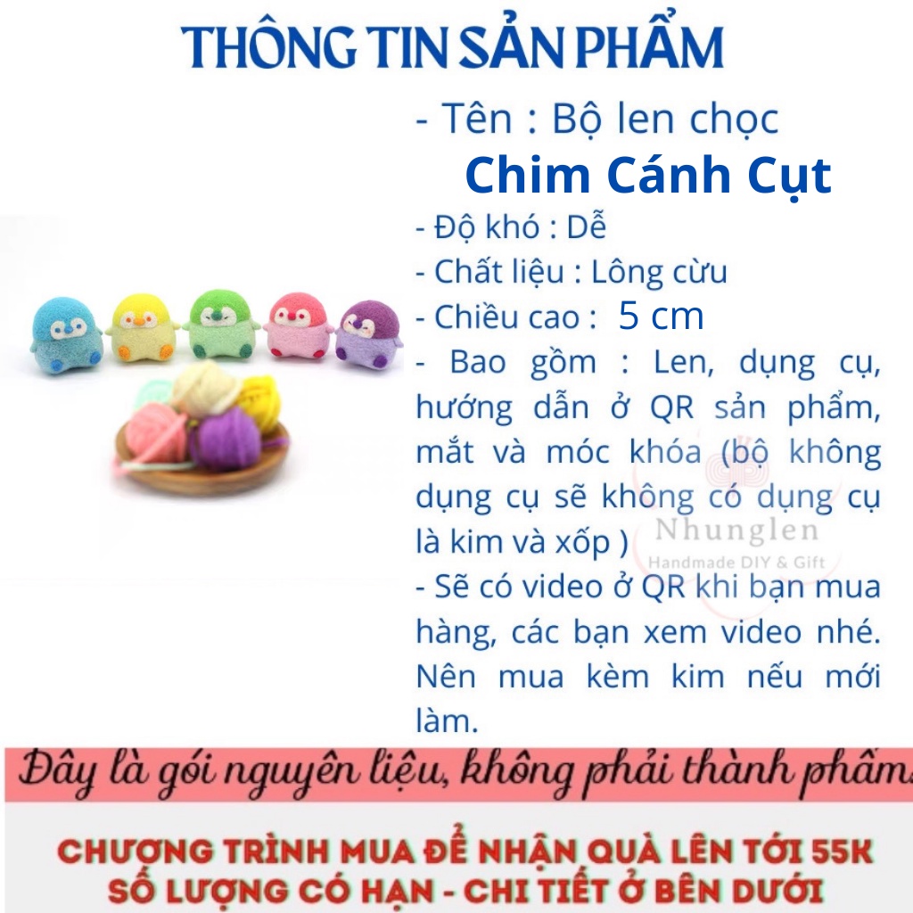 Bộ len chọc cánh cụt người mới bắt đầu làm - Giá rẻ bất ngờ - Needle Felting