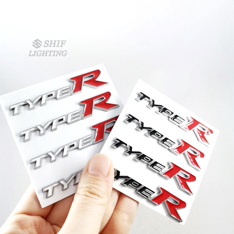 4 x Small Metal TYPER TYPE R Letter Car Auto Rear Side Steering Wheel Emblem Badge Sticker Decal Civic
