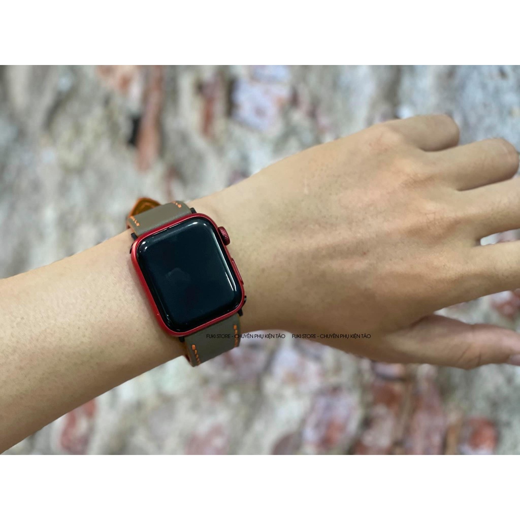 [DÂY DA THẬT] DÂY DA BÊ SWIFT MAY TAY THỦ CÔNG MÀU NÂU TÂY CHO APPLE WATCH SERIES 1=&gt;7 (BẢO HÀNH 1 NĂM)