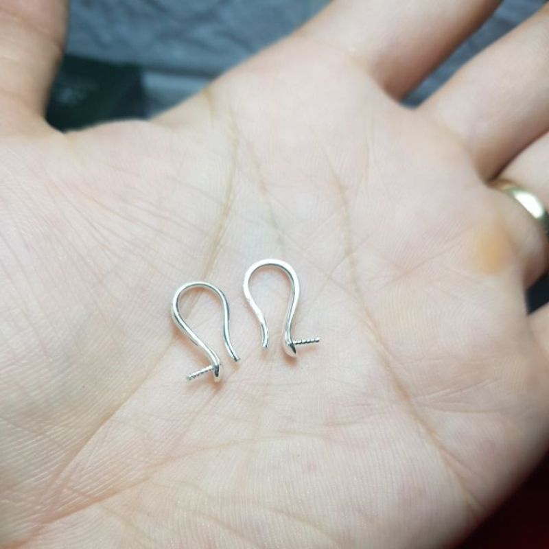 Phôi bông tai móc câu bạc ta gắn đá