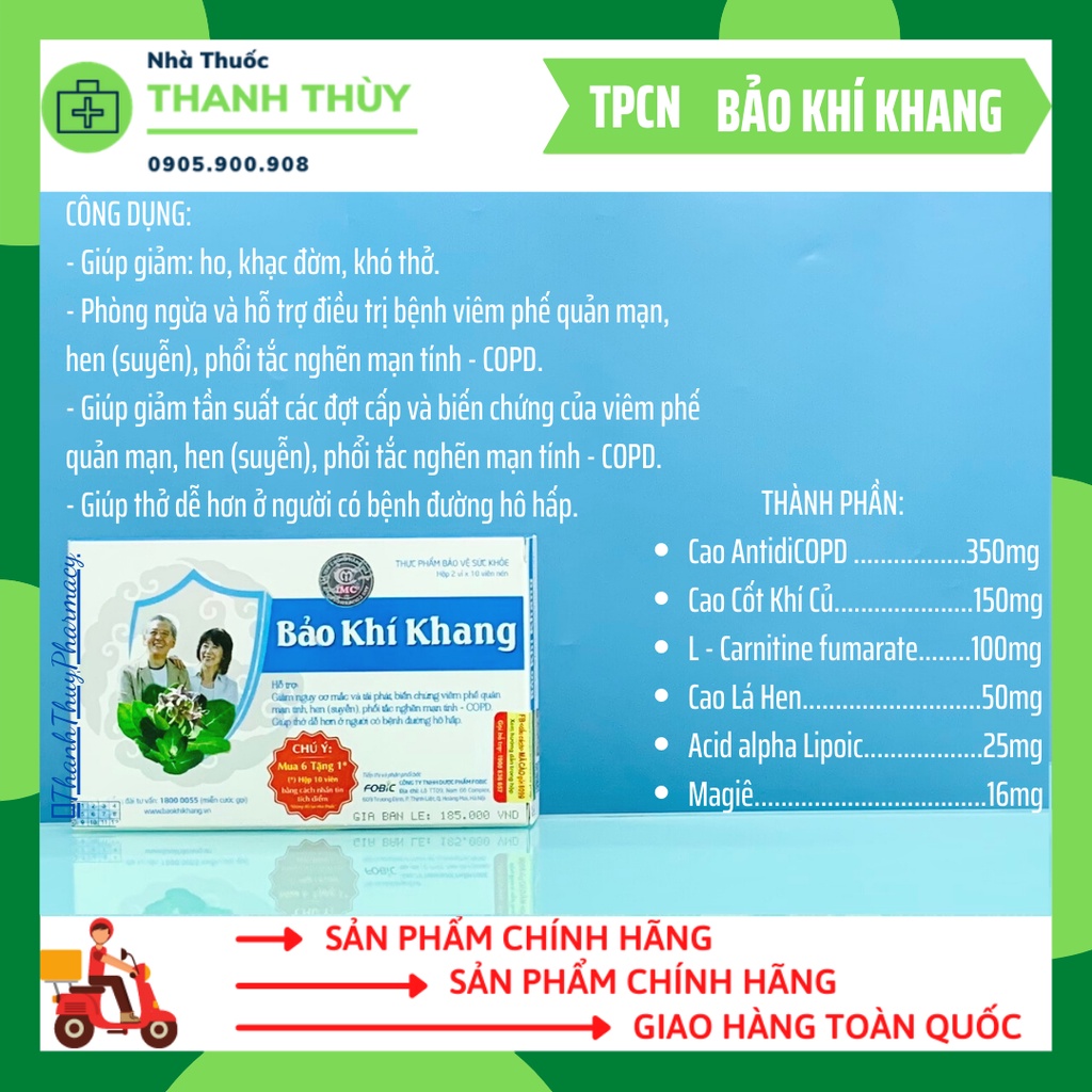 BẢO KHÍ KHANG  - Giảm Tái Phát Hen Suyễn, Vm Phế Quản Mạn, COPD