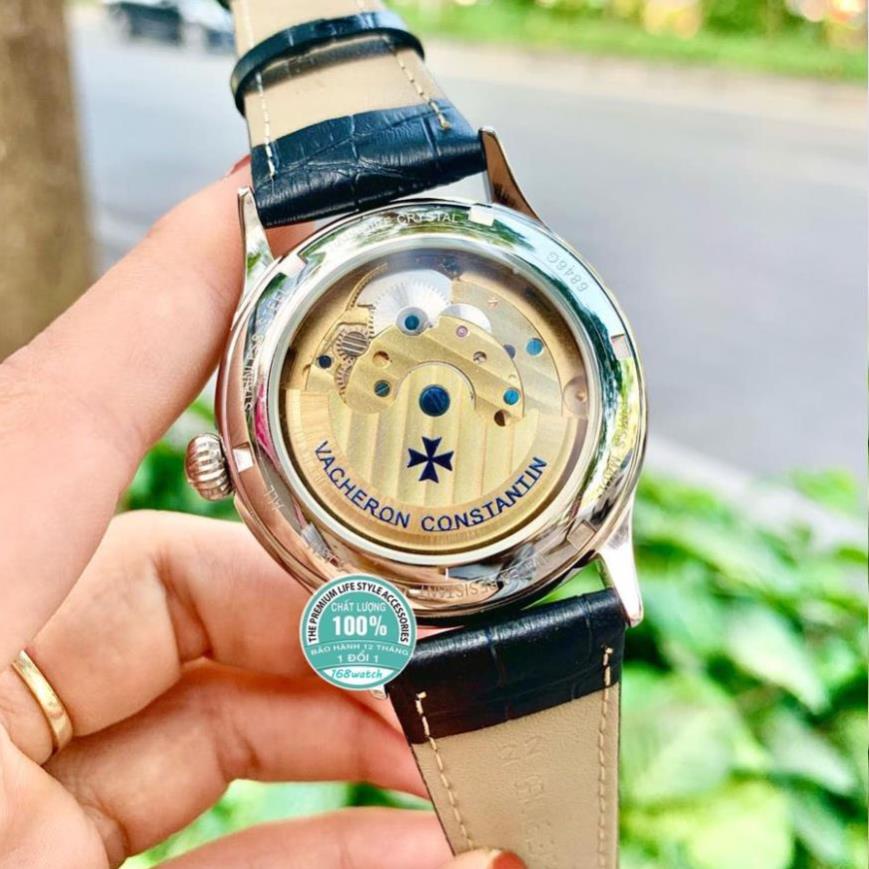 Đồng hồ Nam Vacheron máy nhật, mẫu 3kim mặt đen viền vàng, dòng cơ Automatic size 40mm-41mm