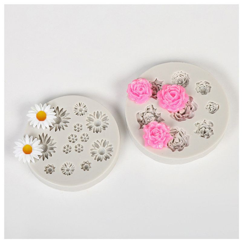 Khuôn silicone làm trang sức thủ công tạo hình hoa cúc/ hoa hồng handmade tiện lợi