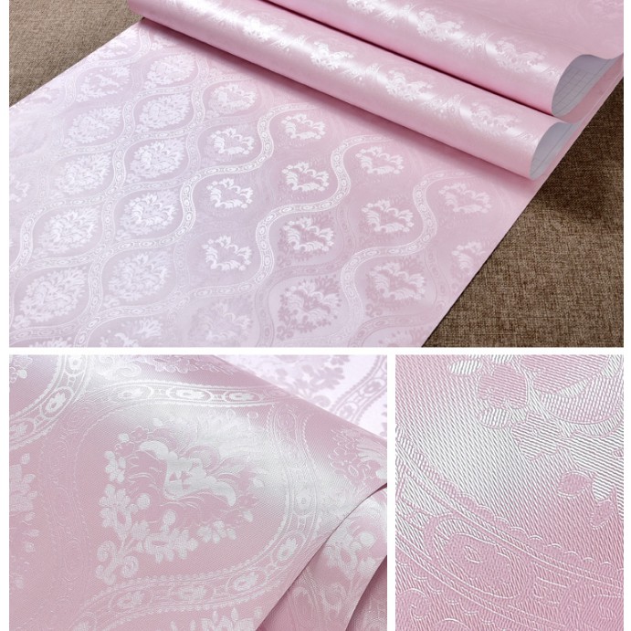 Decal giấy dán ừường vân sóng lượn hồng khổ 60cm keo sẵn