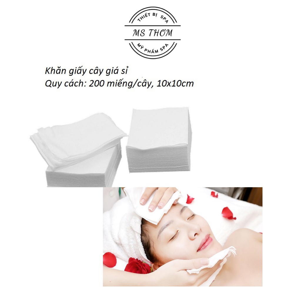 Giấy lau thẩm mỹ dùng để lau mặt trong Spa, Thẩm Mỹ Viện, giấy mềm mịn, dai, thấm hút nước tốt (200 miếng/cây) | BigBuy360 - bigbuy360.vn