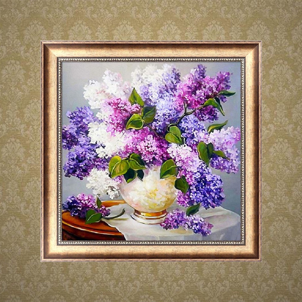 Tranh Thêu Trang Trí Thủ Công 5D Hình Hoa Oải Hương (Mũi Thêu Hình X)