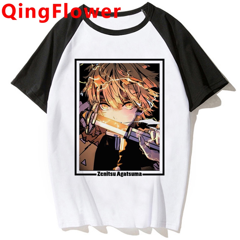 Áo nam Tay Ngắn In Hình Nhân Vật Anime Demon Slayer Zenitsu Dễ Thương