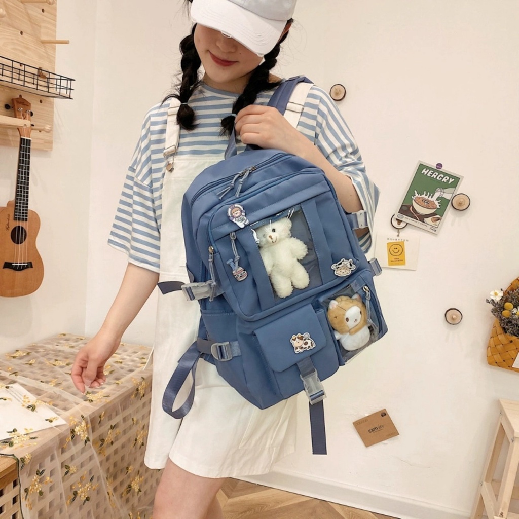 Balo Ulzzang Hàn Quốc Nam Nữ Thời Trang MYiHO Balo societ Giá Rẻ Cute Dễ Thương Basic BL02