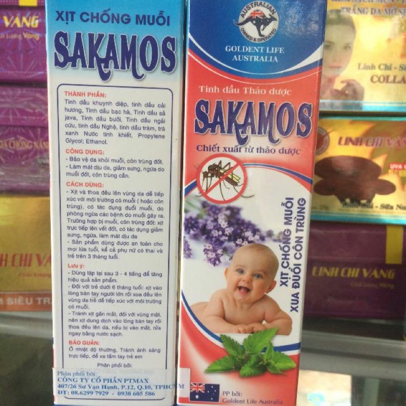 Xịt chống muỗi sakamos an toàn cho bé từ 3 tháng tuổi