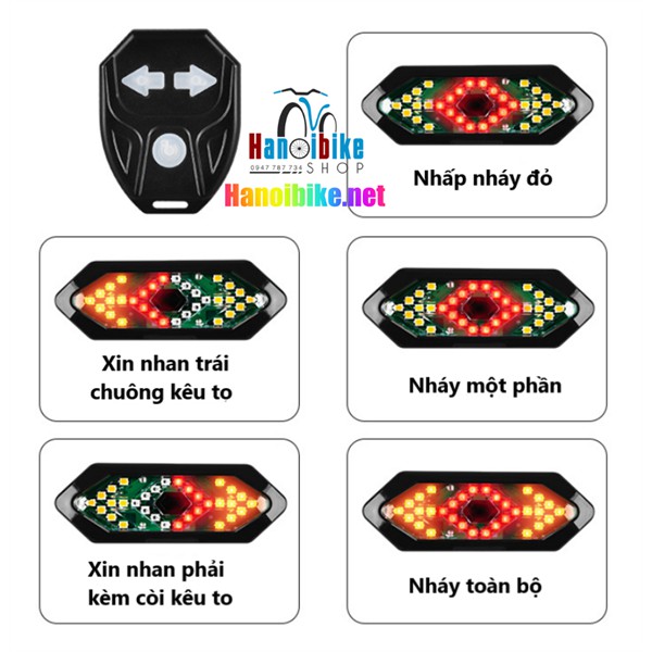 Đèn hậu xin nhan West Biking cho xe đạp thể thao điều khiển không dây