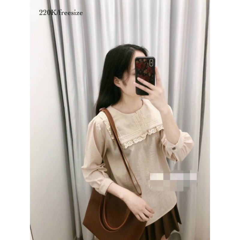 Áo babydoll vạt vuông tay lỡ viền ren xinh | BigBuy360 - bigbuy360.vn