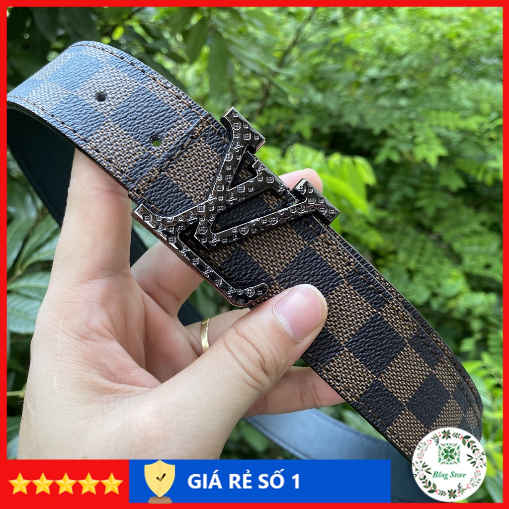 Combo Thắt lưng nam LV, Ví da kẻ caro, thắt lưng lv nam thời trang, mặt nguyên khối CBLV002D