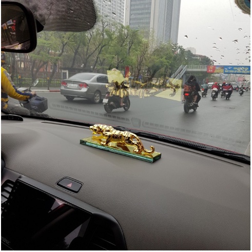 Tượng Hổ Mạ Vàng Phong Thủy,Chất Liệu TiTan Hợp Kim Cao Cấp, Tượng Hổ Trang Trí Xe Hơi, Bàn Làm Việc