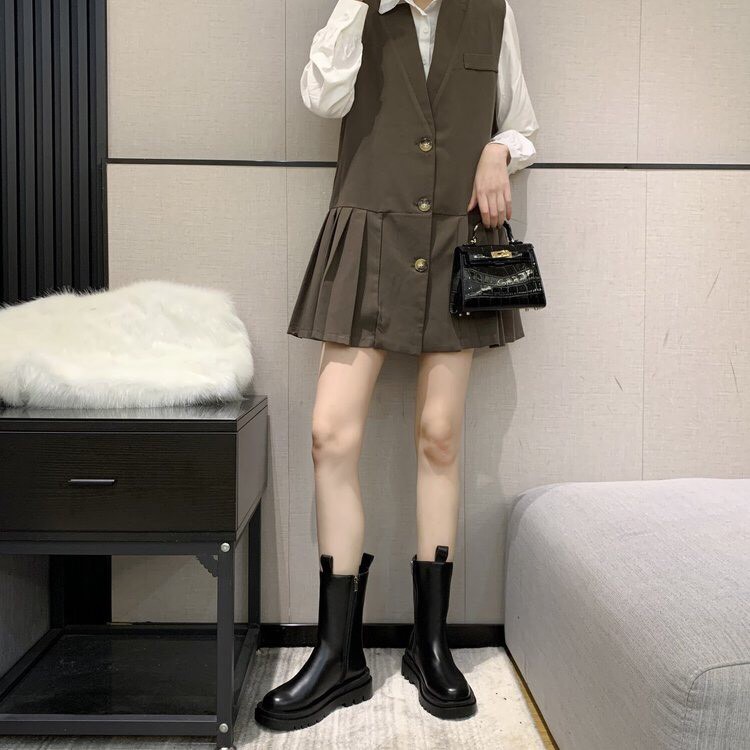 Giày Bốt Martin Đế Dày Cao 22cm  Mũi Tròn Thời Trang Cho Nữ