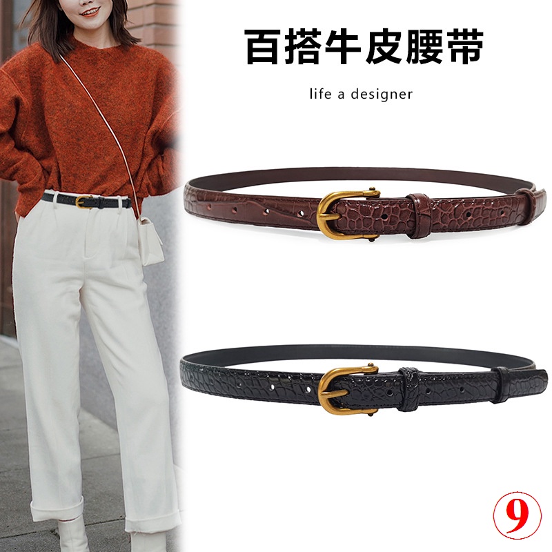 Thắt Lưng Da Cá Sấu Phối Khóa Cài Thời Trang Hàn Quốc Cho Nữ