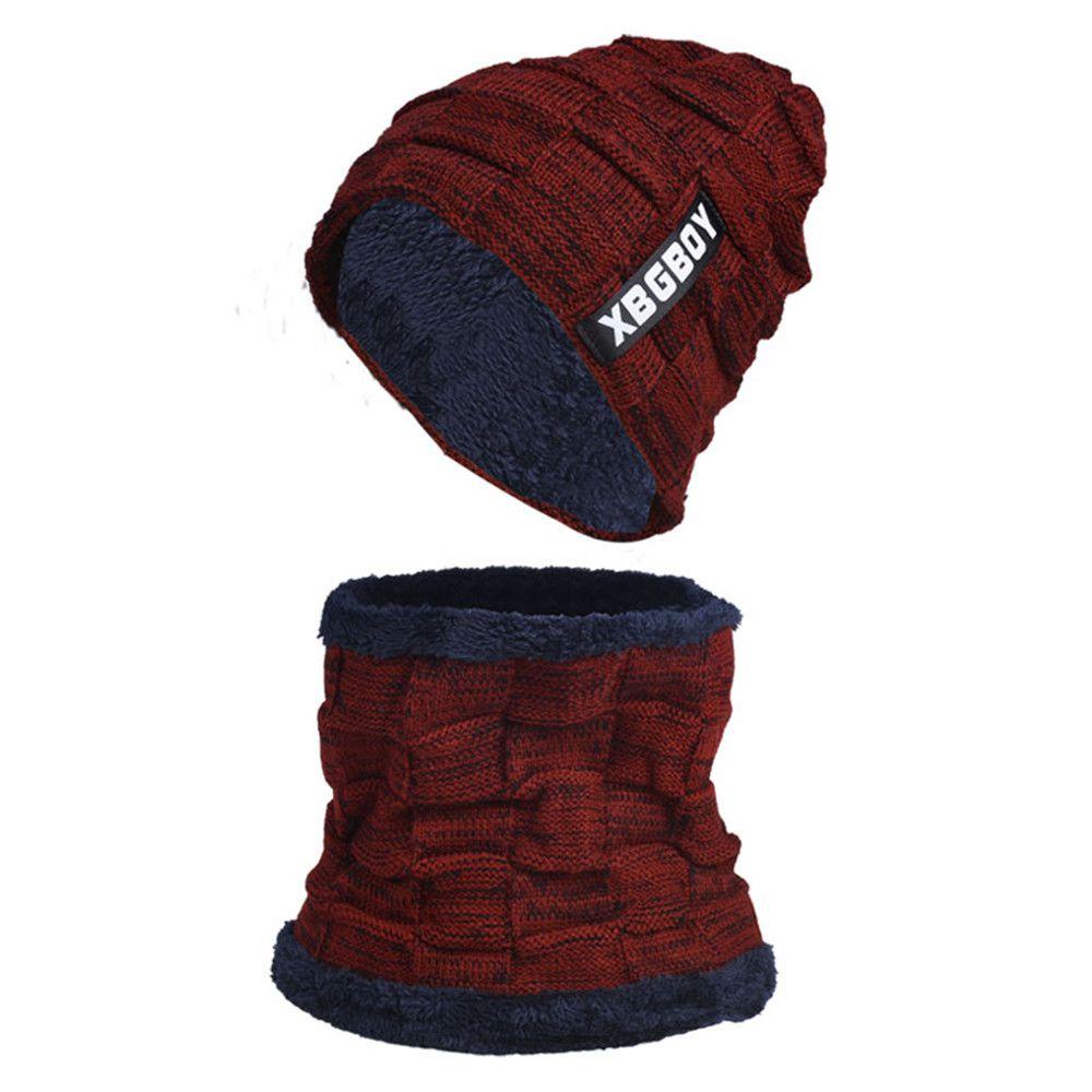 NIUYOU Set Mũ beanie Kèm Khăn Choàng Cổ Giữ Ấm Cho Nam