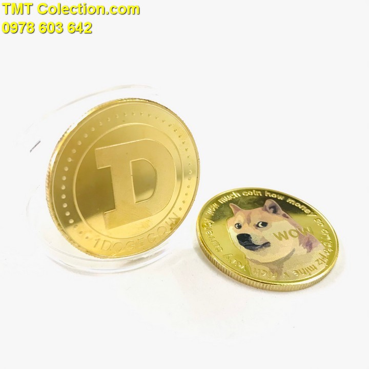 Xu kỷ niệm Dogecoin Vàng Dùng để sưu tầm, giải trí trang trí bàn sách, bàn làm việc - TMT Collection - SP005311