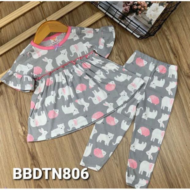 HOT Bộ babydoll tay búp ngắn quần dài thun borip xuất khẩu cho bé từ 11 đến 23kg - Bộ quần áo bé gái - FREESHIP