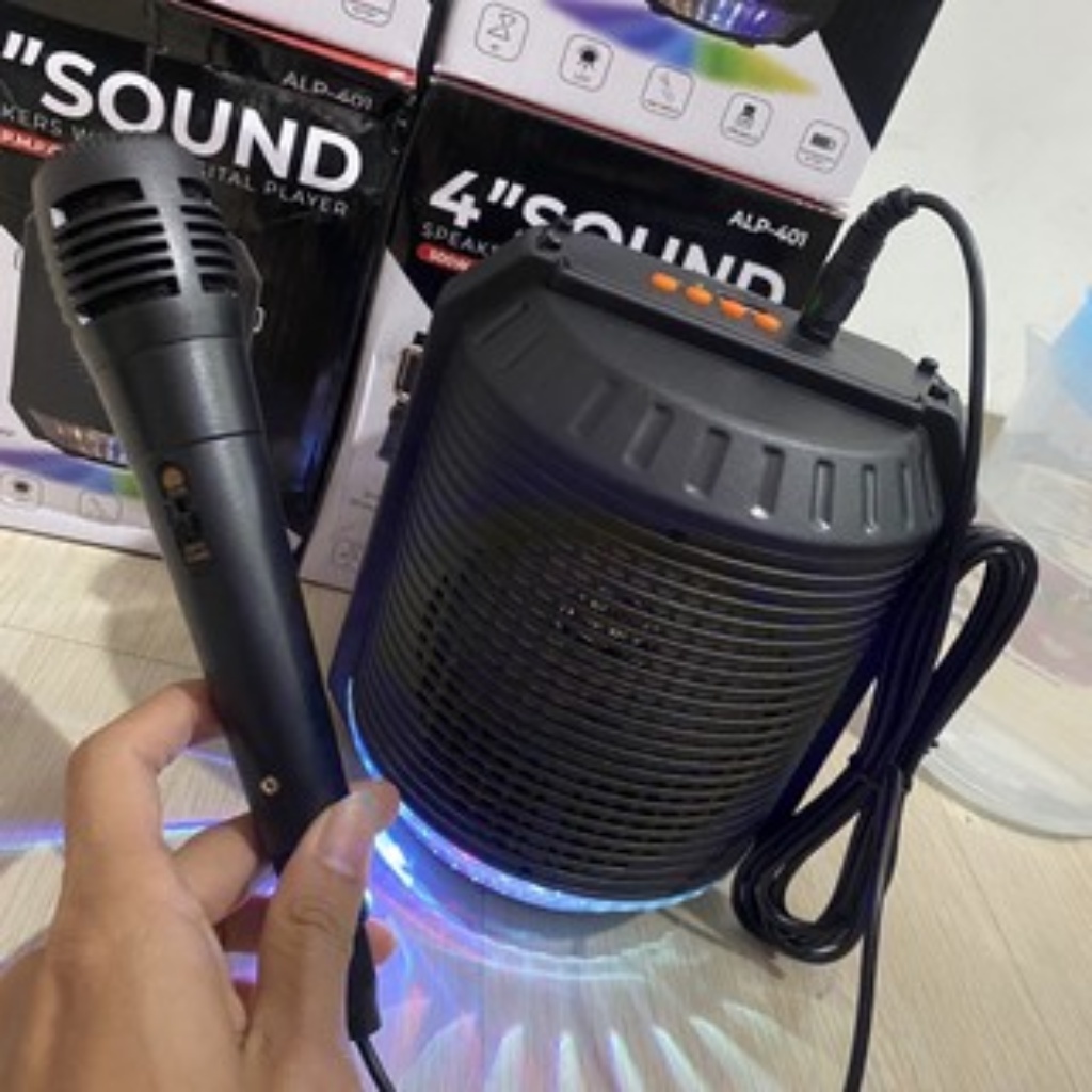 [Mã ELHACE giảm 4% đơn 300K] Loa bluetooth đèn led CAO CẤP, loa hát karaoke APL 401 TẶNG KÈM MIC, âm bass to siêu êm