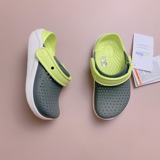 Sục crocs Literide - màu ghi quai cốm