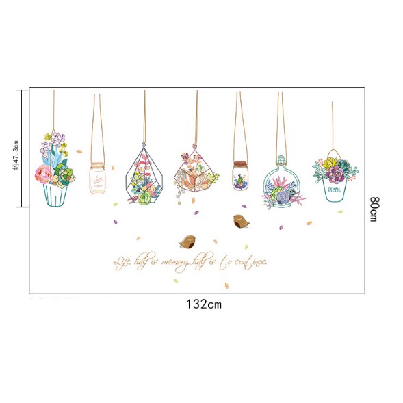 Decal trang trí tường Chậu hoa phong cách hiện đại