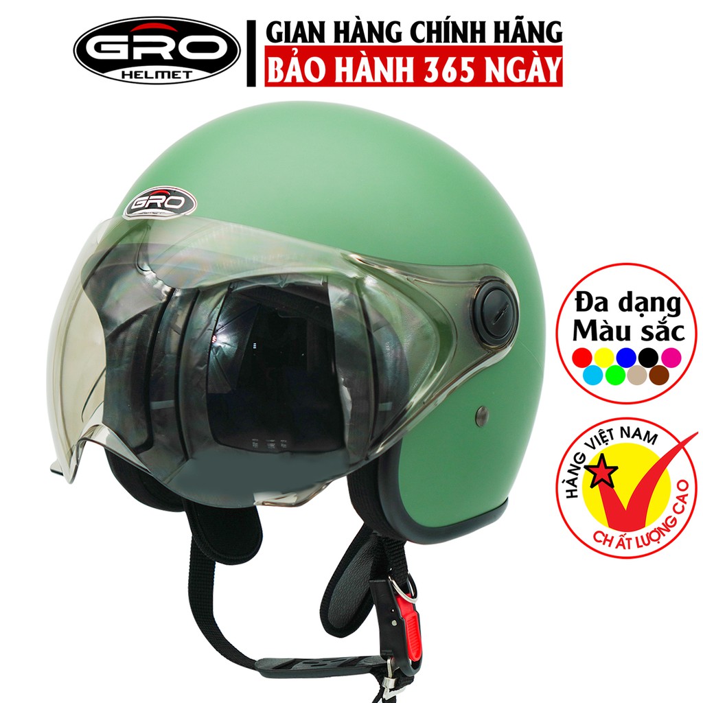 Mũ Bảo Hiểm Gro 3/4 đầu T818 kính ngắn che nửa mặt, kiểu dáng thời trang cho nữ, khóa kim loại chắc chắn - Nhiều Màu