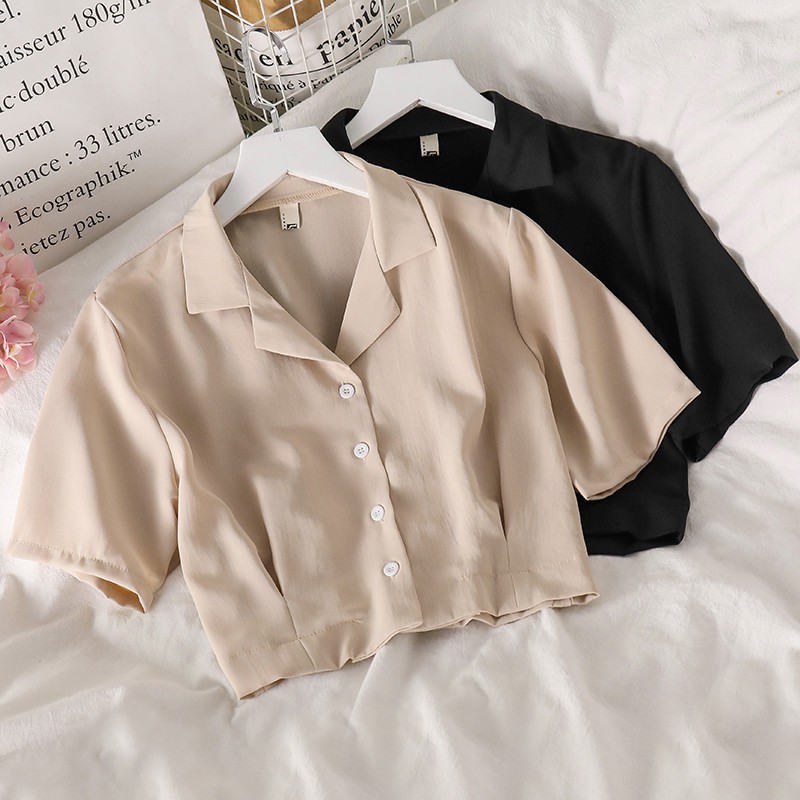 Áo croptop cổ vest - AN008