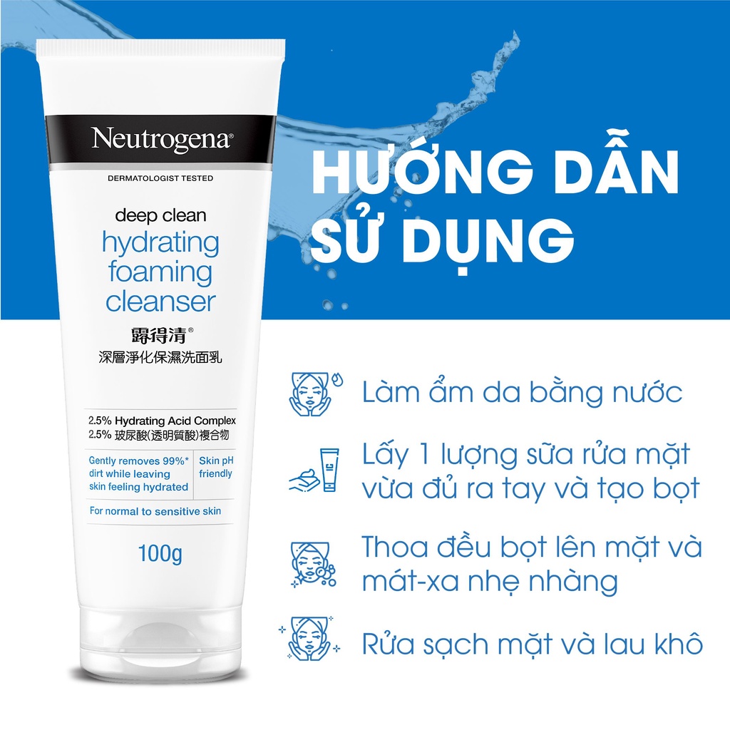 Sữa rửa mặt dưỡng ẩm Neutrogena Deep Clean Hydrating Foaming Cleanser 100g