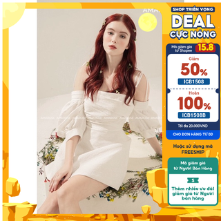 Đầm Trắng bẹt vai tay bồng ( Dolly Dress )