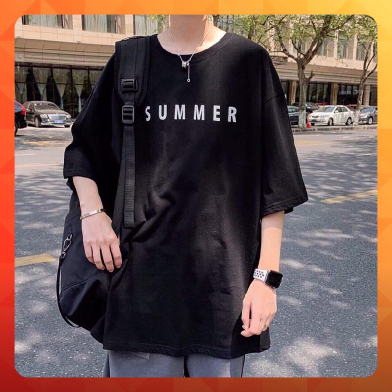 Áo thun tay lỡ form rộng thêu họa tiết SUMMER - Unisex nam nữ đều mặc được