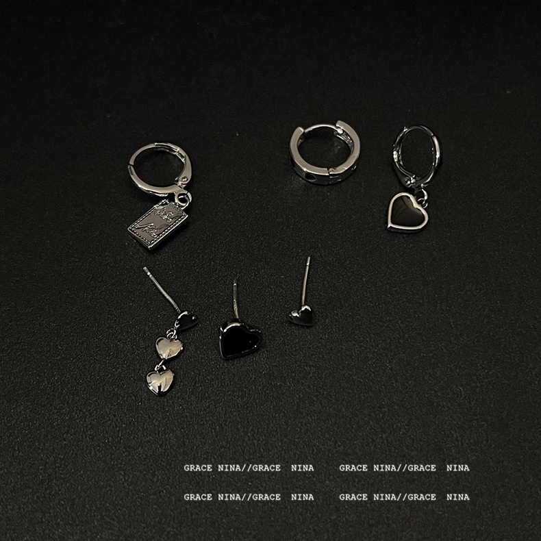 Set 6 khuyên tai IF YOU hình trái tim phong cách Hàn Quốc