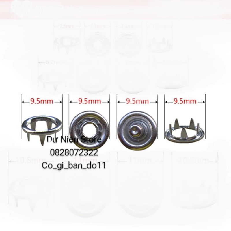 Gói 100 Nút Bấm Vành/ Nút Sắt Năm Chấu.