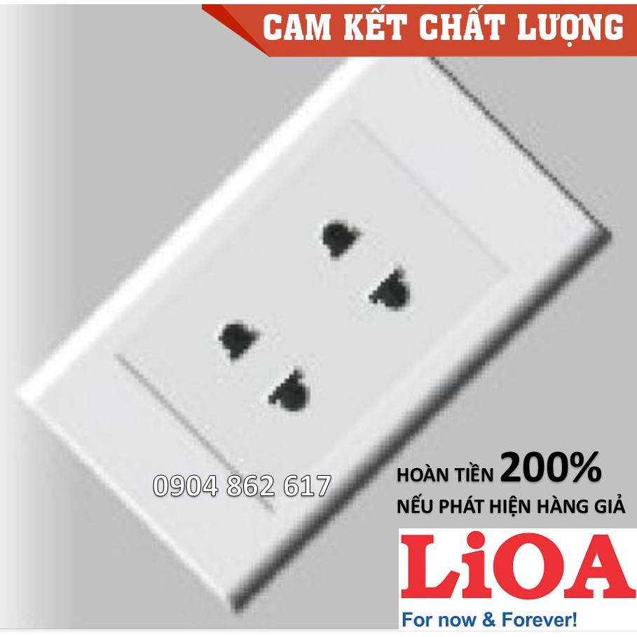 Mặt 2 ổ cắm LiOA chính hãng, Nhựa TRẮNG, tiếp điểm ĐỒNG