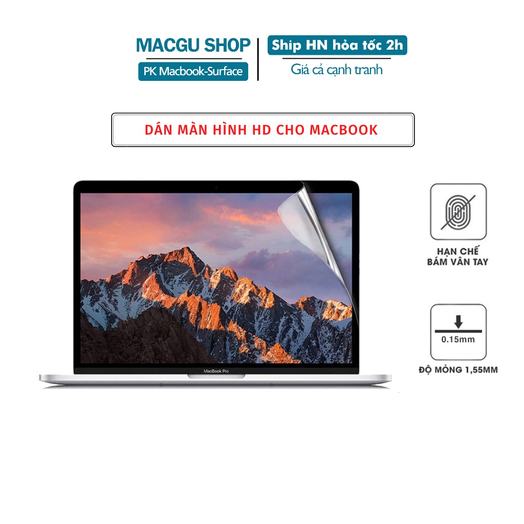 Miếng Dán Màn Hình Macbook Screen Guard HD-Chống trầy xước, chống bụi bẩn