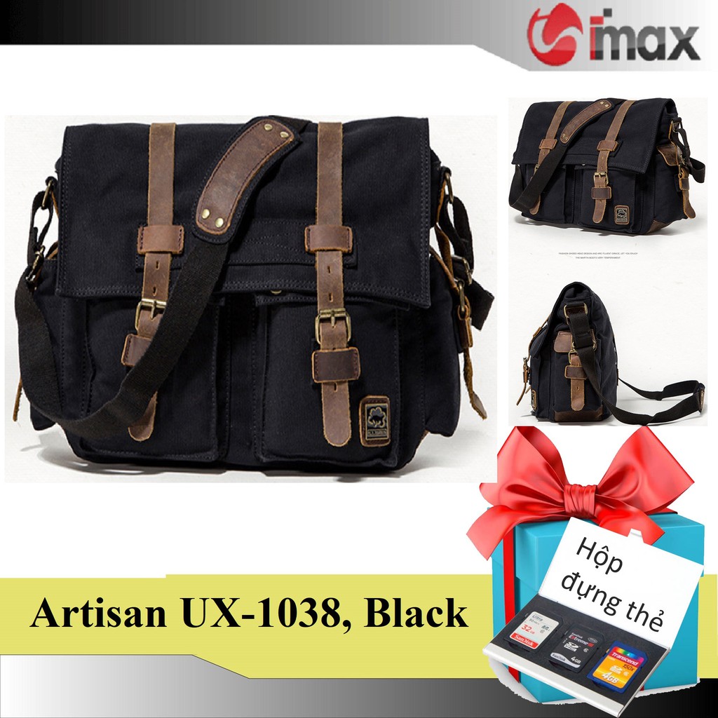 Túi máy ảnh đeo chéo Artisan UX-1038, 6 màu, Tặng hộp đựng thẻ nhớ