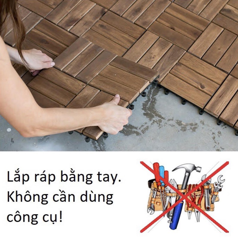 (XK)Combo 5 Tấm Sàn Gỗ Keo Tự Nhiên Cao Cấp 12 Nan R30 Cm Ikea Xuất Khẩu dùng để lót lối đi, ban công trên sân thượng