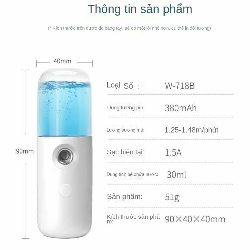 Thiết bị phun Nano USB xông hơi mặt mini làm ẩm da cầm tay lạnh đẹp giữ có thể sạc lại