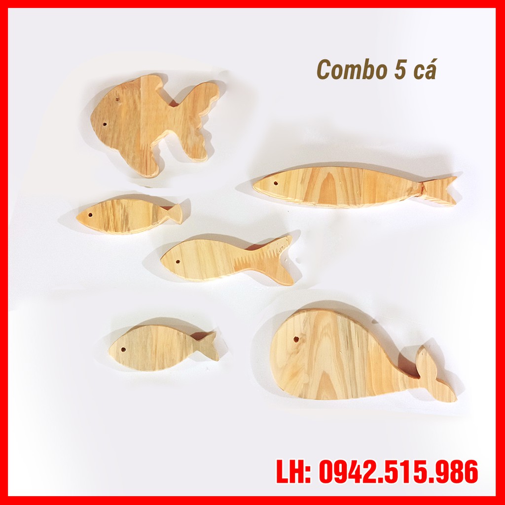 Combo bộ cá gỗ treo tường gỗ polywood dày 5mm (bản mộc chưa tô màu siêu rẻ)