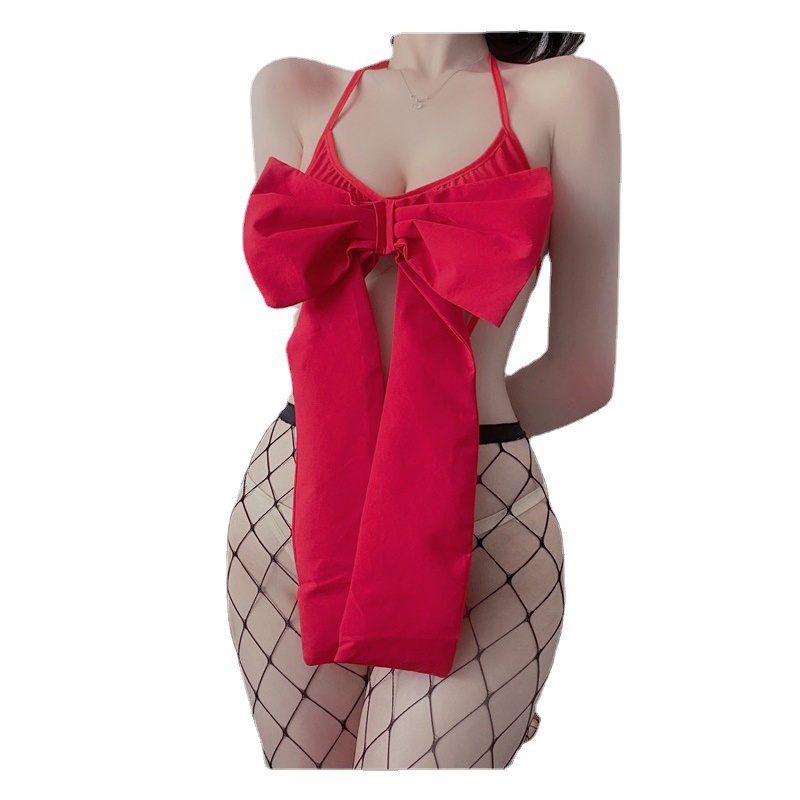 Set Body Dây Nơ - Cosplay Món Quà Tặng Chàng - Quần Sau Lọt Khe Buộc Dây Gợi Cảm • FM7019