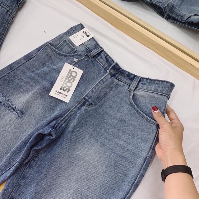 Quần Jeans Boyfriend rách gối (VNXK)