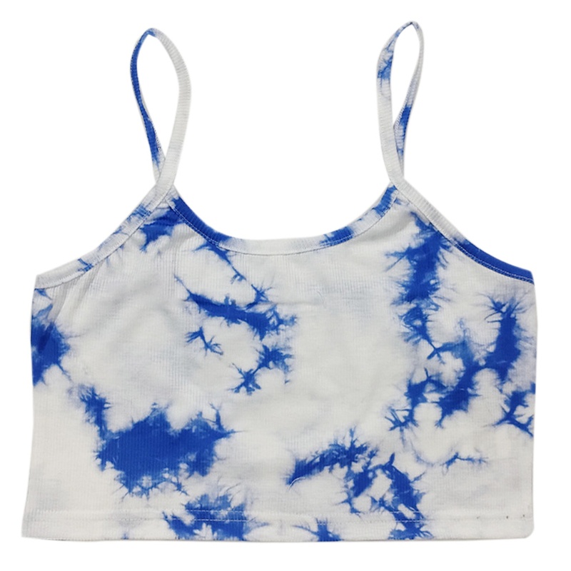 Youyo Áo Croptop Mini Hai Dây Dạng Muỗng In Họa Tiết Cầu Vồng Gradient Harajuku Lễ Hội Cho Nữ