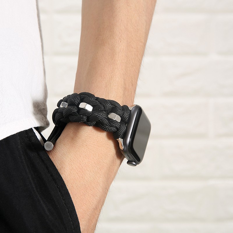 Dây nylon Bện Bằng Thép Không Gỉ 38mm 42mm Cho apple watch 6 5 4 SE 40 44mm 7 41 45mm