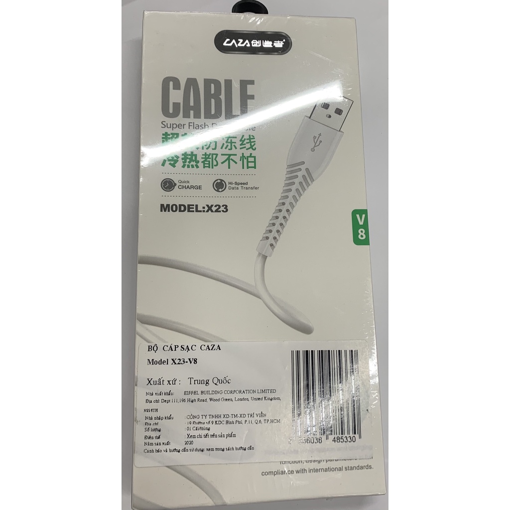 Cáp sạc nhanh điện thoại cổng Micro Usb CAZA X23/X09- Hàng chính hãng